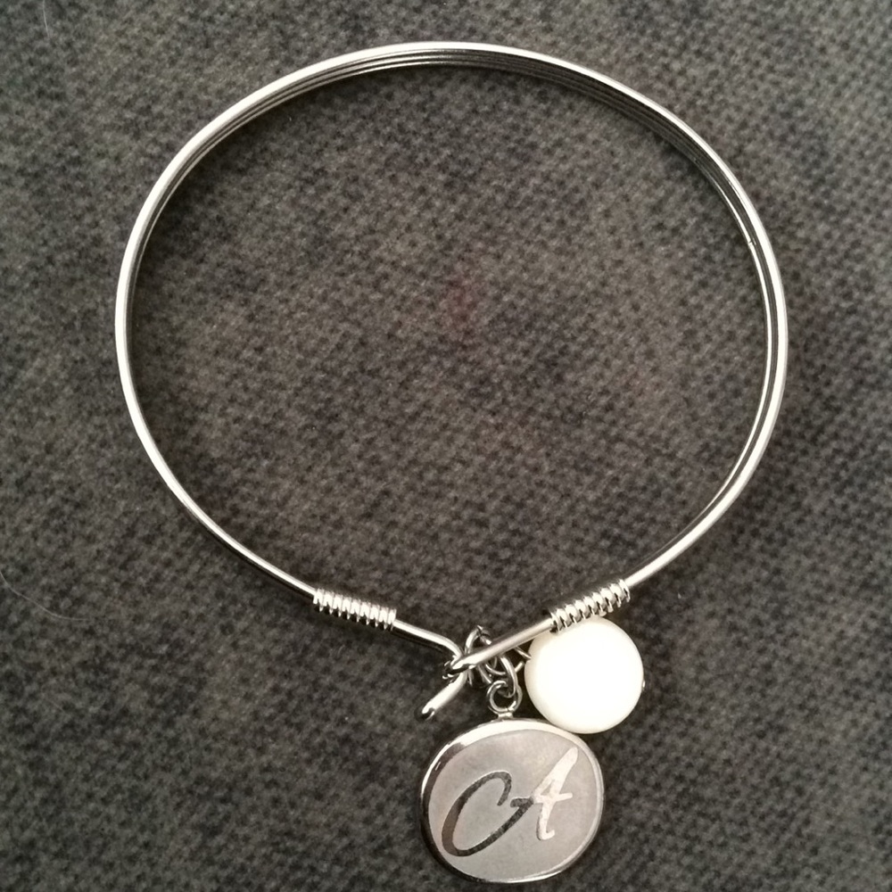 “A” initial and pearl bead bracelet